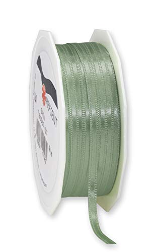 Präsent C.E. Pattberg Satin altgrün, 50 m Satinband zum Einpacken von Geschenken, 3 mm Breite, Geschenkband zum Dekorieren & Basteln, Dekoband, Anlass von PRÄSENT