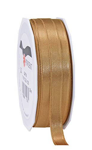 Präsent C.E. Pattberg Satin Gold, 25 m Satinband zum Einpacken von Geschenken, 10 mm Breite, Geschenkband zum Dekorieren & Basteln, Dekoband, Anlass von PRÄSENT