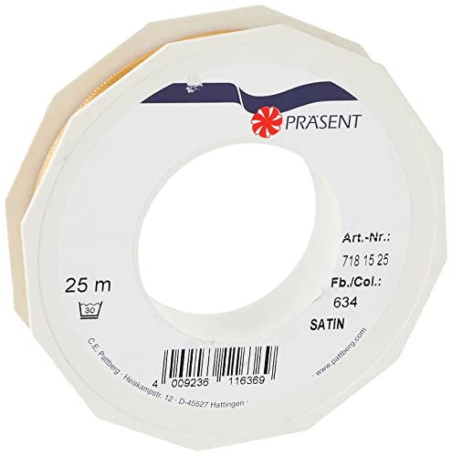 Präsent C.E. Pattberg Satin Gold, 25 m Satinband zum Einpacken von Geschenken, 15 mm Breite, Geschenkband zum Dekorieren & Basteln, Dekoband, Anlass Präsent C.E. Pattberg Satin Gold, 25 m Satinband zum Einpacken von Geschenken, 15 mm Breite, Geschenkband zum Dekorieren & Basteln, Dekoband, Anlass von PRÄSENT