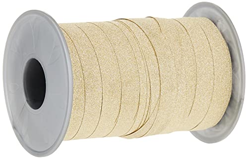 PRÄSENT 18509-634 Poly Glitter Ringelband Gold, 100 m leicht kräuselndes Geschenkband, 10 mm Breite, Dekoband zum Basteln & Einpacken von Geschenken, für Festliche Anlässe, 100-m-Spule Meter von PRÄSENT