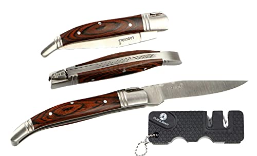 Praetorian® Laguiole 16,5 cm kleines Taschenmesser Klappmesser Messer aus rostfreien Edelstahl & Pocket Messerschärfer für unterwegs von Praetorian