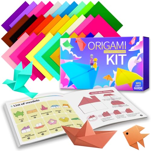 Origami-Papier, 220 Stück, 17 Farben, 15,2 x 15,2 cm, doppelseitige Farbe, Origami-Papier-Set mit Anleitung, Origami-Papier-Set zum Basteln, Origami-Set. von Praisebank