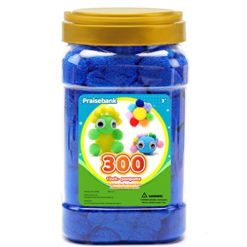 Praisebank Blaue Pompons, 300 Stück, 2,5 cm, Pompons für Kunst und Handwerk, Pompons im Glas, Pompons zum Basteln. von Praisebank
