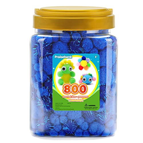 Praisebank Blaue Pompons, 800 Stück, verschiedene Größen für Kunst und Handwerk, Pompom-Bälle im Glas Praisebank Blaue Pompons, 800 Stück, verschiedene Größen für Kunst und Handwerk, Pompom-Bälle im Glas von Praisebank