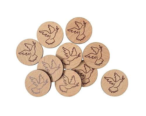 Einkaufschip Holz mit Gravur Taube Frieden 10er Set im Organzabeutel | Mitgebsel Einkaufschip Holz mit Gravur Taube Frieden 10er Set im Organzabeutel | Mitgebsel von Praisent