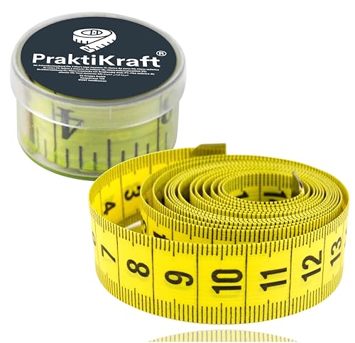 Massband 150 cm - 2 in 1 - cm + INCH Schneidermaßband - Maßband in Aufbwahrungsbox zum skalieren & messen von PraktiKraft