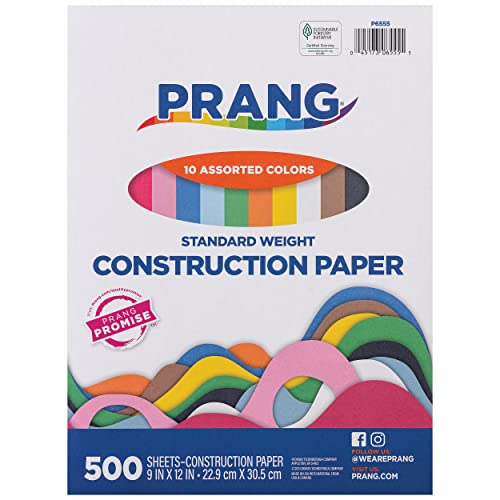 Prang (ehemals Art Street) Baupapier, 10 verschiedene Farben, Standardgewicht, 22,9 x 30,5 cm, 500 Blatt von Prang