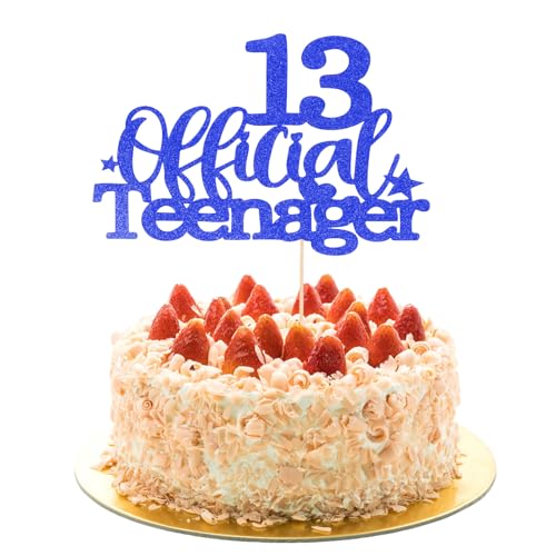 13 offizielle Teenager-Kuchenaufsätze, glitzernd, 13. Geburtstag, Dekoration für Jungen, Happy Birthday, Party-Dekorationen, Zubehör (blau) von Prasacco