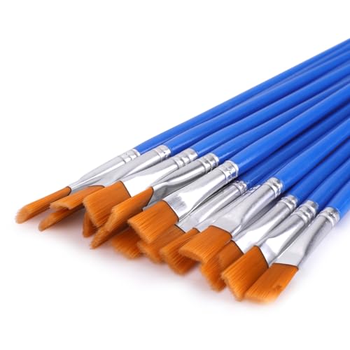 30 Stück Pinsel Set, Blau Nylon Flache Pinsel 9 mm Kleine Künstlerpinsel für Körper Gesicht Felsen Leinwand, Gemälde Liebhaber Kinder und Erwachsene zum Zeichnen Basteln (17 cm Lang) von Prasacco