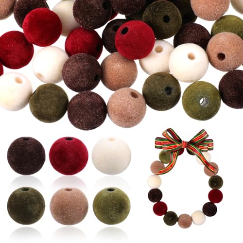 48 Stück Weihnachten Beads Samt-Weihnachtsperlen zum Basteln Weihnachtssamtperlen Beflockte Weihnachtliche Silikonperlen Perlen Weihnachten Basteln für die Herstellung Von Schmuck Verzierung(16 mm) von Prasacco