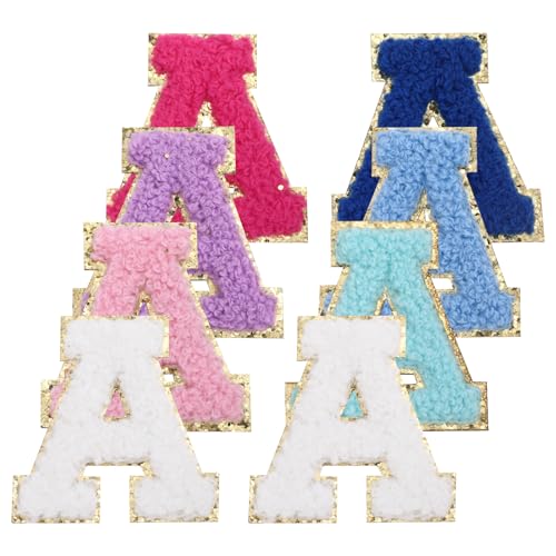 8 Stück Aufnäher zum Aufbügeln, Buchstaben, selbstklebend, Chenille, Buchstaben, zum Aufbügeln, Glitzer, verschiedene Buchstaben, Patches für Hüte, Taschen, Jacken, Kleidung, gemischte Farben (A) 8 Stück Aufnäher zum Aufbügeln, Buchstaben, selbstklebend, Chenille, Buchstaben, zum Aufbügeln, Glitzer, verschiedene Buchstaben, Patches für Hüte, Taschen, Jacken, Kleidung, gemischte Farben (A) von Prasacco