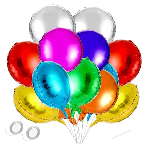Folienballons, rund, Mylar-Luftballons, 45,7 cm, bunt, riesiger Ballon für Geburtstag, Hochzeit, Babyparty, Party-Dekoration, Zubehör, 16 Stück von Prasacco