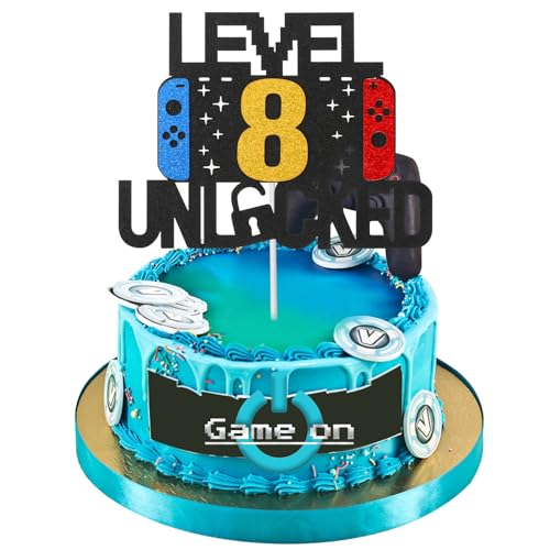 Prasacco Tortendeko Geburtstag, Level Unlocked 8. geburtstag junge Spiel Themen-Kuchenaufsatz DIY Level Up Happy Birthday Cupcake Topper mit Essen Papier Stick Geburtstag für Kinder Jungen Mädchen Prasacco Tortendeko Geburtstag, Level Unlocked 8. geburtstag junge Spiel Themen-Kuchenaufsatz DIY Level Up Happy Birthday Cupcake Topper mit Essen Papier Stick Geburtstag für Kinder Jungen Mädchen von Prasacco