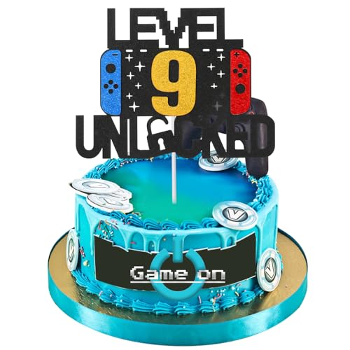 Prasacco Tortendeko Geburtstag, Level Unlocked 9. geburtstag junge Spiel Themen-Kuchenaufsatz DIY Level Up Happy Birthday Cupcake Topper mit Essen Papier Stick Geburtstag für Kinder Jungen Mädchen Prasacco Tortendeko Geburtstag, Level Unlocked 9. geburtstag junge Spiel Themen-Kuchenaufsatz DIY Level Up Happy Birthday Cupcake Topper mit Essen Papier Stick Geburtstag für Kinder Jungen Mädchen von Prasacco