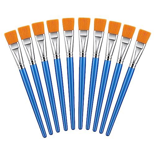 Prasacco 10 Stück Flache Pinsel Set, 25 mm Breite Großer Nylon Pinsel Künstlerpinsel Detail Pinsel Set für Öl, Acryl, Gouache, Aquarell für Kinder, Künstler, Malerei-Enthusiasten (Blau) von Prasacco