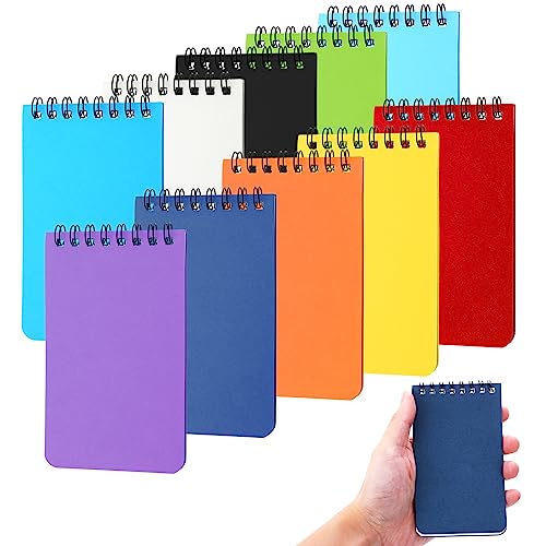 Prasacco 10 Stück Spirale Notizblock, Wasserdichte Notizblock Pocket Notizbuch mit Raster Farbiges Notizblock A7 Notizblock mit Spiralbindung für Memos Unterwegs Lernen Schulsachen von Prasacco