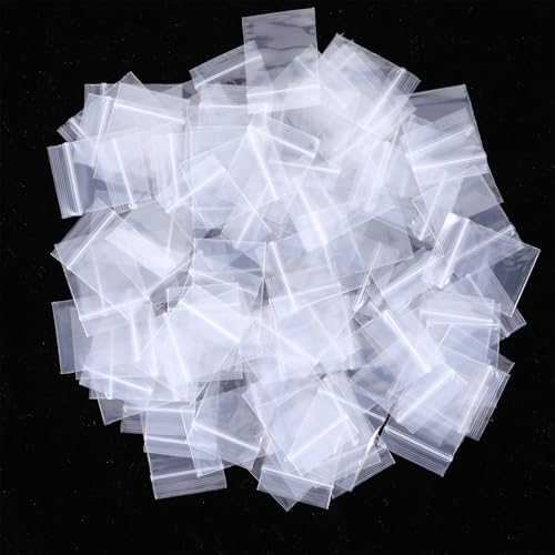 Prasacco 100 Stück Kleine Plastiktüten, 4x3 cm Kleine Polybeutel Verschlussbeutel Transparente Wiederverwendbarer Mini Druckverschlussbeutel für Ringe, Ohrringe, Süßigkeiten, Teeblätter, Charm, Pillen von Prasacco