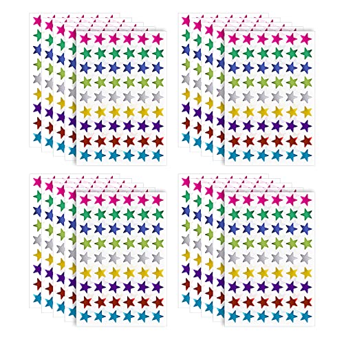 Prasacco 1080 Stück Stern Aufkleber, Sternchen Aufkleber Bunte Belohnungsaufkleber Sterne Etiketten Motivationsaufkleber für Lehrer Eltern Kinder Handwerk Bücher Kalender Dekoration Belohnungskarten von Prasacco