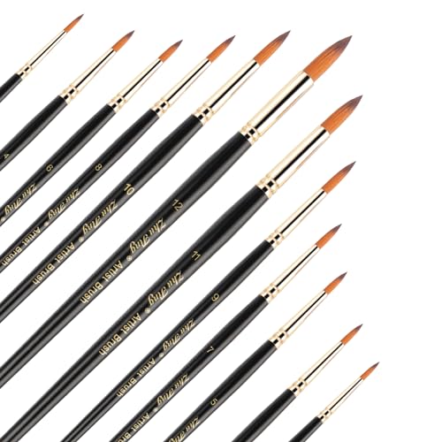 Prasacco 12 Stück Aquarellpinsel Set, Nylon Pinsel, Runde Spitze Pinsel-Set Aquarellpinsel Künstlermalpinsel Pinselset Acrylfarben Pinsel Malerei Ölfarben Brush Set für Künstler, Erwachsene und Kinder Prasacco 12 Stück Aquarellpinsel Set, Nylon Pinsel, Runde Spitze Pinsel-Set Aquarellpinsel Künstlermalpinsel Pinselset Acrylfarben Pinsel Malerei Ölfarben Brush Set für Künstler, Erwachsene und Kinder von Prasacco