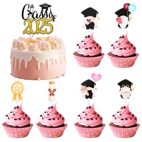 Prasacco 13 Stück Glitzer 2025 Graduation Cupcake Toppers, Abschluss Deko Abschlussfeier Cupcake Toppers Glitzernd Abschlusskappe Diplom Bachelor Hut Deko Abschlusskuchentopper Graduation Dekoration Prasacco 13 Stück Glitzer 2025 Graduation Cupcake Toppers, Abschluss Deko Abschlussfeier Cupcake Toppers Glitzernd Abschlusskappe Diplom Bachelor Hut Deko Abschlusskuchentopper Graduation Dekoration von Prasacco