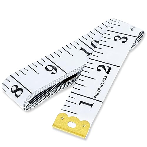 Prasacco 2 Stück Maßband, Flexibles Messband 150 cm/60 Zoll Beidseitiges Schneidermaßband Weiches Maßband für Körpervermessung, Handgefertigt, Nähen von Stoffen, Stricken, DIY-Kleidung (Weiß) von Prasacco