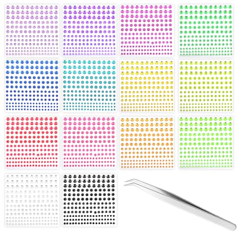 Prasacco 2310 Stück Glitzersteine Selbstklebend, 14 Blätter Gesicht Strass Sticker Runder Acryl Strass Aufkleber mit 1 Edelstahl Pinzette 3/4/5/6 mm Mehrfarbige Glitzer Strasssteine für DIY-Dekoration Prasacco 2310 Stück Glitzersteine Selbstklebend, 14 Blätter Gesicht Strass Sticker Runder Acryl Strass Aufkleber mit 1 Edelstahl Pinzette 3/4/5/6 mm Mehrfarbige Glitzer Strasssteine für DIY-Dekoration von Prasacco