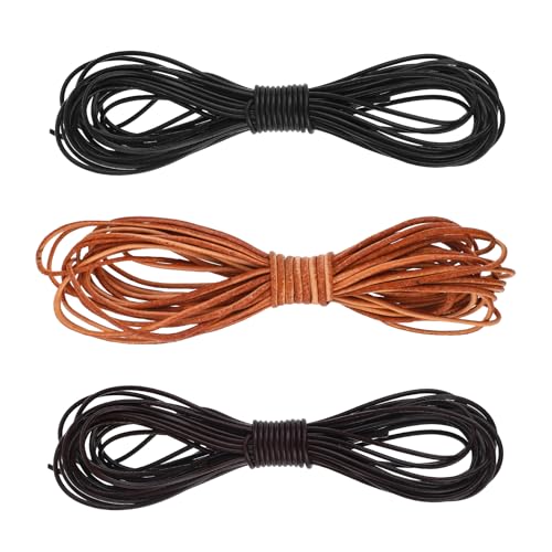 Prasacco 3 Rollen Lederschnur, 5m x 1,5mm Rund Lederband Reißfeste Lederschnur für DIY Handwerk, Schlüsselbänder, Armbänder, Halsketten, Schnürsenkel, Geschenkverpackungen (Schwarz, Natur, Braun) Prasacco 3 Rollen Lederschnur, 5m x 1,5mm Rund Lederband Reißfeste Lederschnur für DIY Handwerk, Schlüsselbänder, Armbänder, Halsketten, Schnürsenkel, Geschenkverpackungen (Schwarz, Natur, Braun) von Prasacco