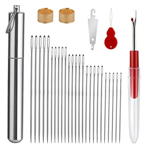 Prasacco 31 Stück Nähnadeln Set, Großes Öhr Stopfnadeln Sticknadeln 5 Größen Nähnadeln mit 2 Fingerhut 2 Einfädler 1 Nahttrenner 1 Aluminium-Rohre für Handnäharbeiten Handwerk (6/5,5/5/4,5/4 cm) Prasacco 31 Stück Nähnadeln Set, Großes Öhr Stopfnadeln Sticknadeln 5 Größen Nähnadeln mit 2 Fingerhut 2 Einfädler 1 Nahttrenner 1 Aluminium-Rohre für Handnäharbeiten Handwerk (6/5,5/5/4,5/4 cm) von Prasacco