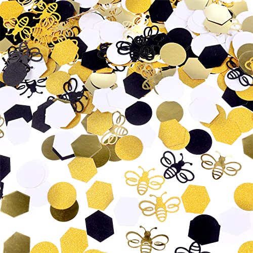 Prasacco 380 Stück Bienen-Konfetti-Dekorationen, Glitter Biene Konfetti und Rundes/Rautenförmiges Konfetti Set für Bienen-Mottopartys, Baby-Partys, Geburtstagsfeiern Dekorationen (Gold, Schwarz, Weiß) Prasacco 380 Stück Bienen-Konfetti-Dekorationen, Glitter Biene Konfetti und Rundes/Rautenförmiges Konfetti Set für Bienen-Mottopartys, Baby-Partys, Geburtstagsfeiern Dekorationen (Gold, Schwarz, Weiß) von Prasacco