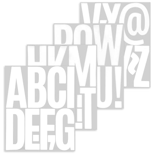 Prasacco 39 Stück Buchstaben Aufkleber, 12,6 cm Große Alphabet Aufkleber Wetterfeste Vinyl-Buchstabenaufkleber Selbstklebende Buchstaben Sticker für Briefkästen, Türschilder, Anschlagtafeln (Weiß) von Prasacco