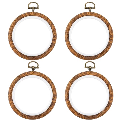 Prasacco 4 Stück Stickrahmen Set, Runde Embroidery Hoop Kunststoff Mini Stickrahmen Klein Stickrahmen Stickerei Ring Mini Stickring für DIY Kreuzstich Kunst, Handwerk, Nähen, Ornament von Prasacco