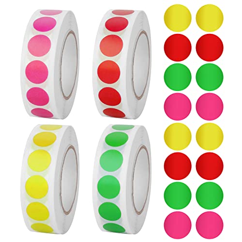 Prasacco 4000 Stück (4 Rollen) Punkt Aufkleber, Farbcodierung Dot Etiketten Selbstklebend Runde Aufkleber für DIY/Scrapbooking/Kalender/Aufbewahrungsetiketten/Büro/Markierungspunkte (13mm, 4 Farben) von Prasacco