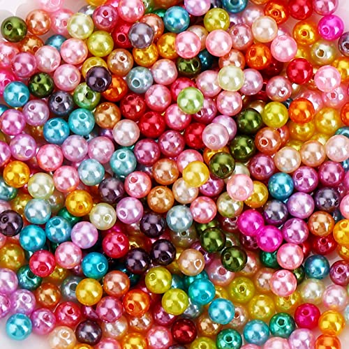 Prasacco 500 Stück Bastelperlen, 8 mm Acrylperlen mit Loch Runde Bunte Undurchsichtig Perlen Auffädeln für DIY Schmuckherstellung, Armbänder, Halsketten, Kleidung, Basteln (10 Farben) von Prasacco