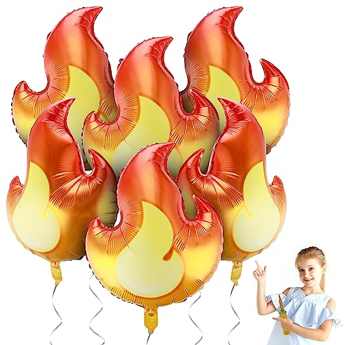 Prasacco 6 Stück Dekorative Luftballons, 32 Zoll Feuerballons Großer Aluminiumfolie Flammenballons für Kindergeburtstag Party Dekoration, Feuerwehrmann Thema Party Dekoration (Rot + Gelb) von Prasacco