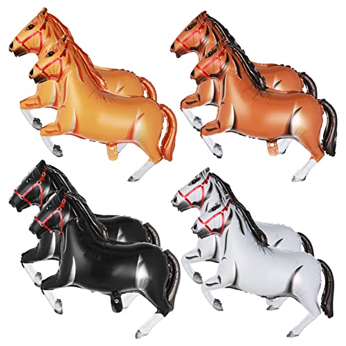 Prasacco 8 Stück Pferdeballon, 30 Zoll Pferdeförmige Folienballon 4 Stile Nicht Schwebend Aluminium Folie Pferdeballon für Kinder Geburtstagsdekorationen, Partydekorationen zum Thema Pferd (83x58 cm) von Prasacco