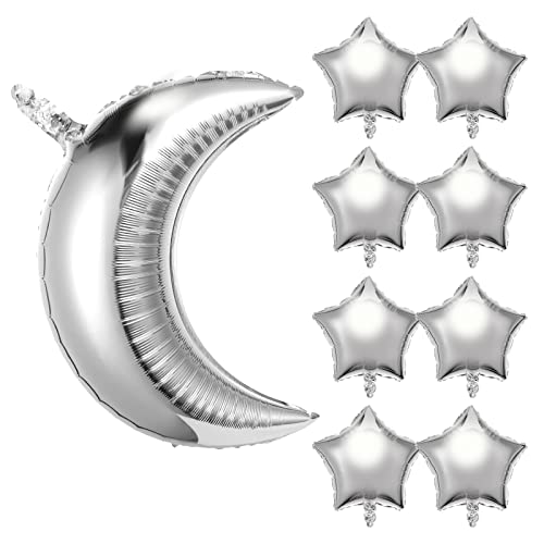 Prasacco Folienballon aus Aluminium, 9 Stück Silber Stern Mond Luftballons Set Ballon-Dekoration Großer Stern und Mond Ballon Folienballon für Hochzeitsdeko Geburtstagsdeko Valentinstag Party Deko Prasacco Folienballon aus Aluminium, 9 Stück Silber Stern Mond Luftballons Set Ballon-Dekoration Großer Stern und Mond Ballon Folienballon für Hochzeitsdeko Geburtstagsdeko Valentinstag Party Deko von Prasacco