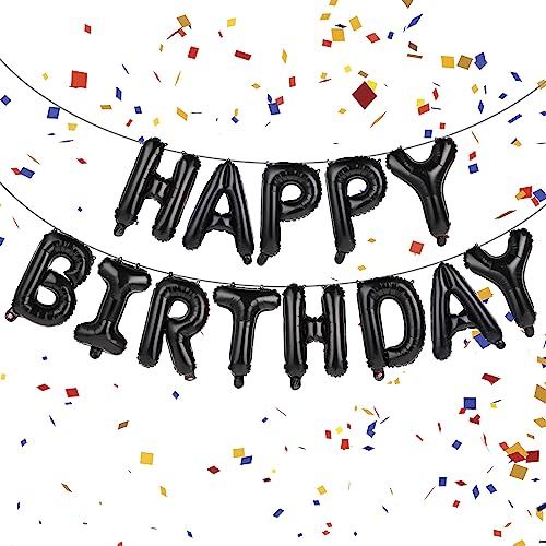 Prasacco Happy Birthday Ballon Banner, Geburtstagsdeko 16 Zoll Happy Birthday Luftballons Buchstaben Folienballons Geburtstagsballon Helium Ballon für Happy Birthday Banner Dekorationen, Schwarz Prasacco Happy Birthday Ballon Banner, Geburtstagsdeko 16 Zoll Happy Birthday Luftballons Buchstaben Folienballons Geburtstagsballon Helium Ballon für Happy Birthday Banner Dekorationen, Schwarz von Prasacco