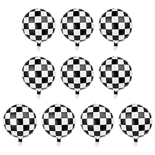 Prasacco Rennwagen Luftballon, 10 Stück Folienballon aus Aluminium Schwarz-weiß karierte Luftballons 18 Zoll Karierte Folien Ballons für Jungen Geburtstag Party Racing Theme Partydeko Prasacco Rennwagen Luftballon, 10 Stück Folienballon aus Aluminium Schwarz-weiß karierte Luftballons 18 Zoll Karierte Folien Ballons für Jungen Geburtstag Party Racing Theme Partydeko von Prasacco