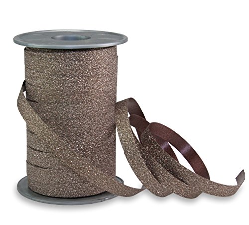 PRÄSENT 18509-523 POLY GLITTER Ringelband braun, 100 m leicht kräuselndes Geschenkband, Breite, Dekoband zum Basteln & Einpacken von Geschenken, für festliche Anlässe, 100-m-Spule 10 mm, meter von Prasent