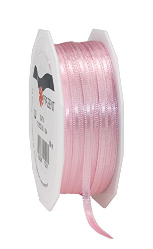 Präsent C.E. Pattberg Satin Hellrosa, 50 m Satinband zum Einpacken von Geschenken, 3 mm Breite, Geschenkband zum Dekorieren & Basteln, Dekoband, Anlass von PRÄSENT