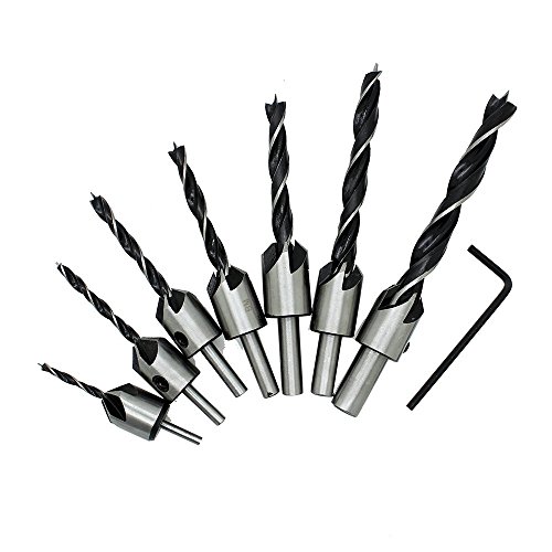 7 Stück 5 Flöten HSS Senkbohrer Set Holzbearbeitung Schraube Anfaswerkzeug 3-10 mm von Preamer