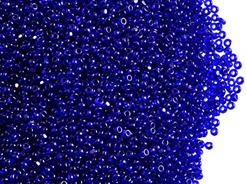 10 Gramm (ca. 2900 Stück) Tschechische Glas Cut Rocailles Preciosa (Charlottes-RH), Größe 13/0 (1,6mm - 1,8mm), Rundloch, Farbe: Dark Blue Transparent von Preciosa Ornela