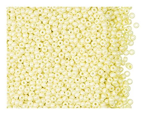 20 g Rocaiiles 11/0, Gelb cremefarben Perlen, Tschechisches Glas von Preciosa Ornela