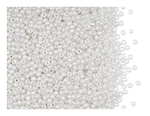 20 g Rocailles 11/0, Pastell Weiß Perlmutt, Tschechisches Glas von Preciosa Ornela