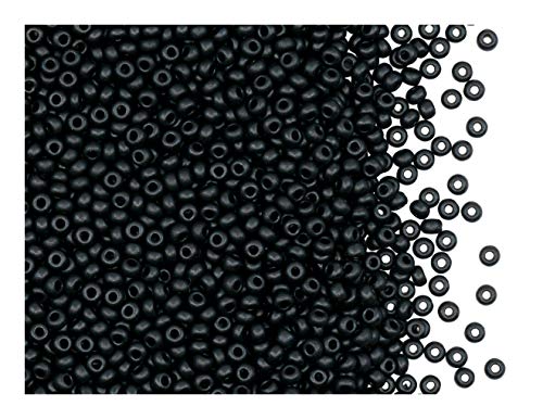 20 g Rocailles 11/0, Schwarz Micka matt, Tschechisches Glas von Preciosa Ornela