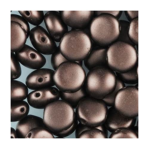 12 stk PRECIOSA Candy Perlen 2-Loch Runde Glas Cabochon Braun, 8 mm (PRECIOSA Candy beads 2-hole round glass cabochon brown) von Preciosa