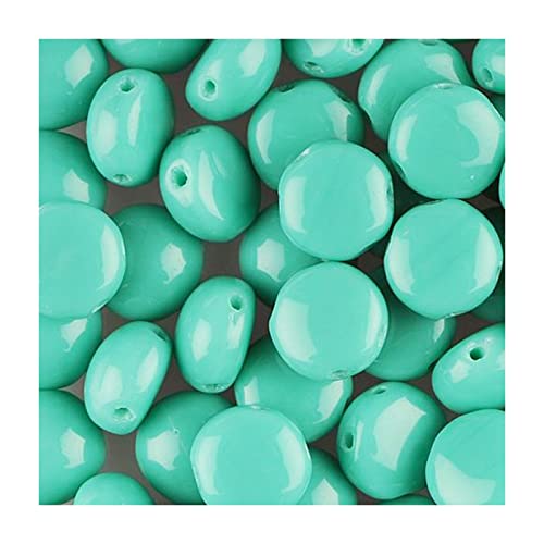 12 stk PRECIOSA Candy Perlen 2-Loch Runde Glas Cabochon Türkis, 8 mm (PRECIOSA Candy beads 2-hole round glass cabochon turquoise) von Preciosa