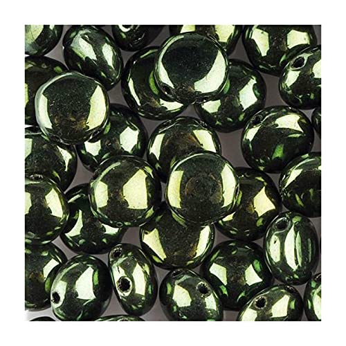 12 stk PRECIOSA Candy Perlen 2-Loch Rundglas Cabochon Grün, 8 mm (PRECIOSA Candy beads 2-hole round glass cabochon green) von Preciosa