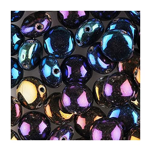 12 stk Preciosa Candy Perlen 2-Loch Runde Glas Cabochon Rainbow, 8 mm (PRECIOSA Candy beads 2-hole round glass cabochon rainbow) von Preciosa
