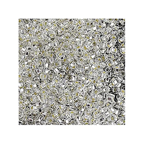 20 g Preciosa Rocailles - Kristall / Silber gesäumt, 11/0 ca. 2,1 mm (PRECIOSA seed beads - crystal / silver lined, 11/0 approx. 2,1 mm) von Preciosa